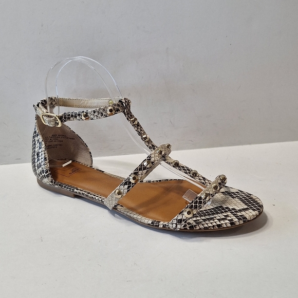 14th & Union Studded Snake Print Strappy Faux Leather Preppy Sandals Size 8.5 - Picture 1 of 11